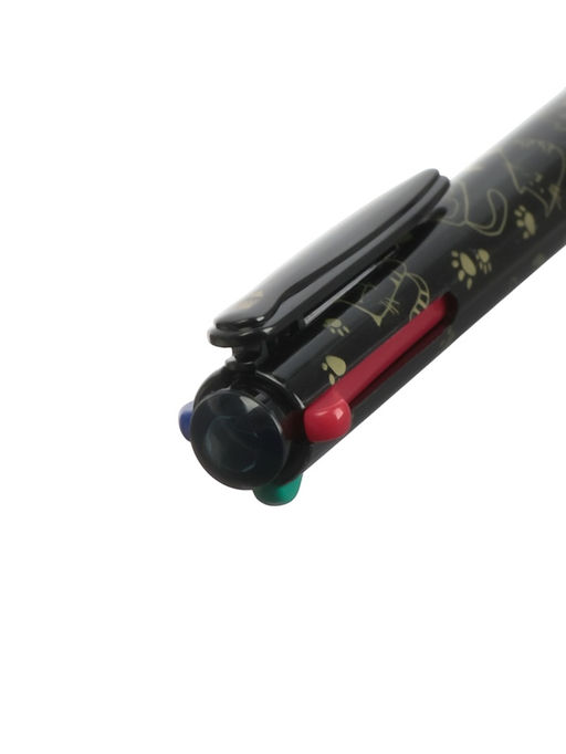 Набор шариковых ручек, 2 штуки, автоматические, 4-цветная, белый и чёрный корпуса, с рисунком