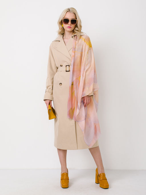 Большой, мягкий, тонкий и очень нежный двусторонний палантин с рисунком в стиле арт-деко - Tantino фото 2