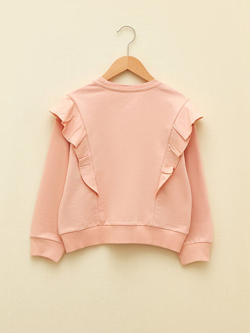 Bisiklet Yaka Bask?l? Uzun Kollu K?z ?ocuk Sweatshirt - Waikiki фото 2