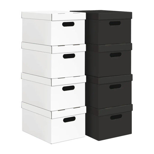 VAL KCTN-CB38 Короба картонные, 25*33*18.5 см, набор 8 шт., цвет черный - 4 шт., цвет белый - 4 шт., шт