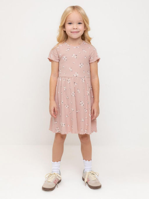 КР 5793/дымчатая роза,ромашковое поле платье для дев