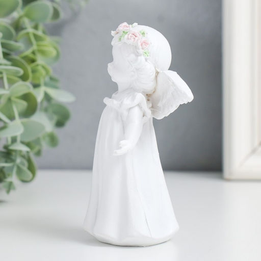 Сувенир полистоун "Малышка-ангелок - встреча" белоснежный" МИКС 8,5х5х11,3 см