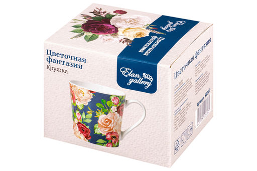 Кружка 400 мл 13*9,7*9 см Цветочная фантазия на синем фоне NEW BONE CHINA - Elan gallery фото 7