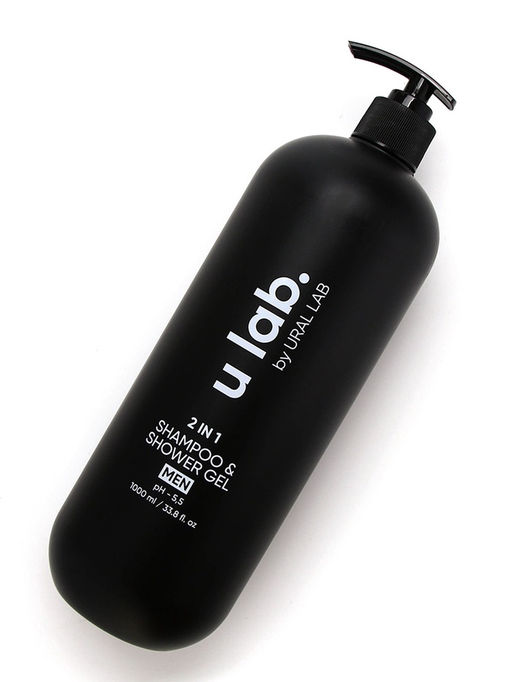 Гель для душа и шампунь мужской 2 в 1, 1000 мл, ULAB
