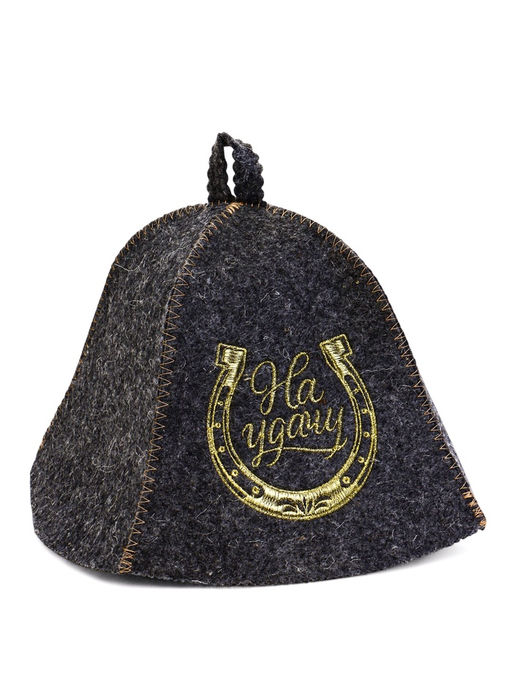 Шапка для бани и сауны На удачу, шерсть 50%, полиэфир 50%, серая