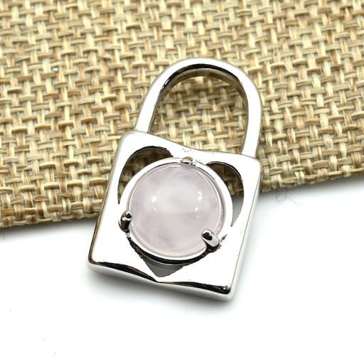 Подвеска Замок 16*26мм с розовым кварцем в металле