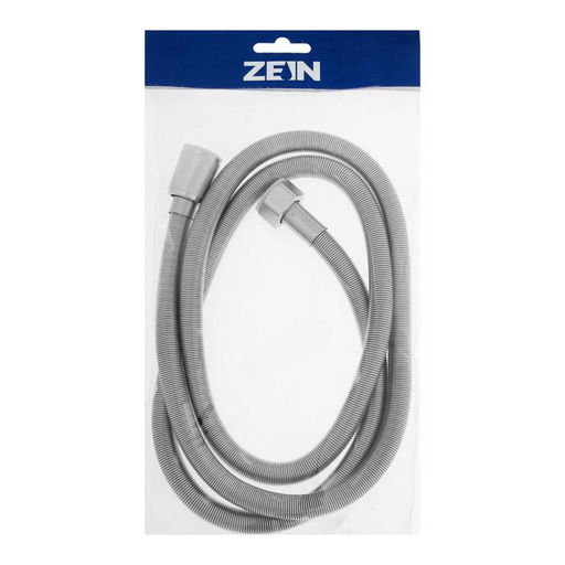 Душевой шланг ZEIN Z21PS, растягивающийся 150-200 см, гайки латунь, нержавеющая сталь, Имп/Имп