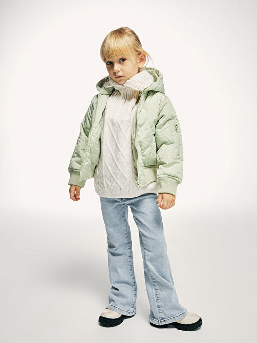 Kap??onlu Kapitone Desenli K?z ?ocuk Mont - Waikiki фото 2