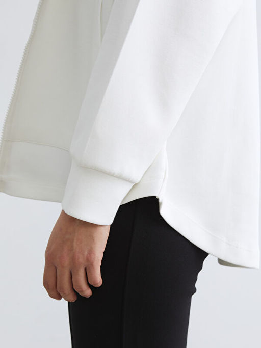 Kap??onlu Soft Touch Kad?n Fermuarl? Sweatshirt