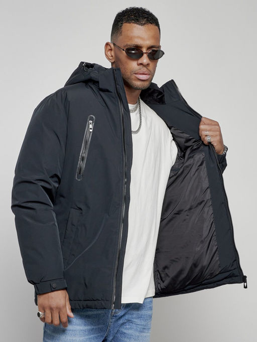 Куртка спортивная мужская зимняя с капюшоном темно-синего цвета 8360TS - Wonderrman фото 13