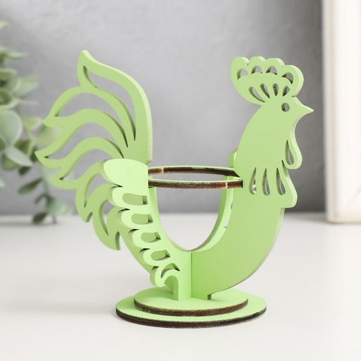 Подставка для яйца «Петушок пасхальный», 14.5×10.3×10 см, набор 5 деталей, салатовый