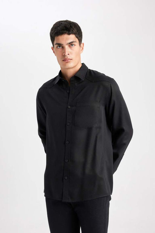 Рубашка стандартного кроя с длинным рукавом - Defacto фото 7