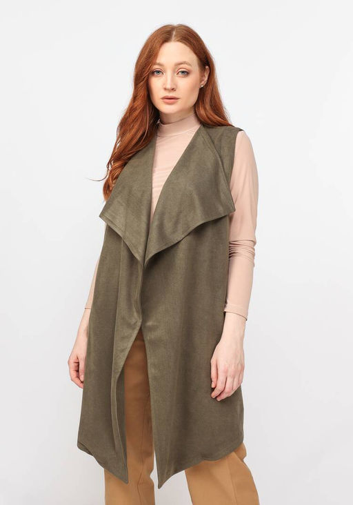 Жилет свободного кроя без застежки хаки