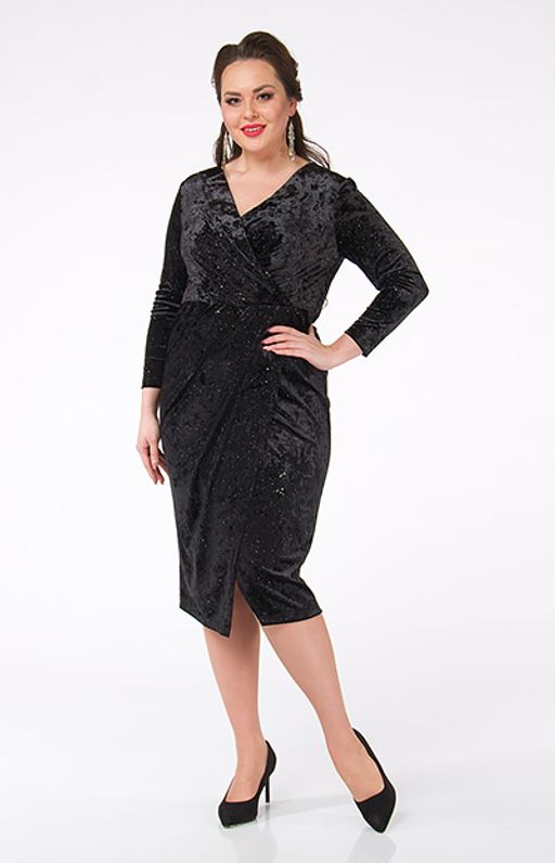 Гламурное платье из черного бархата