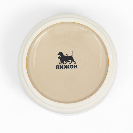 Миска керамическая на подставке 450 мл 13 х 5 см бежевая с белым - Пижон фото 5