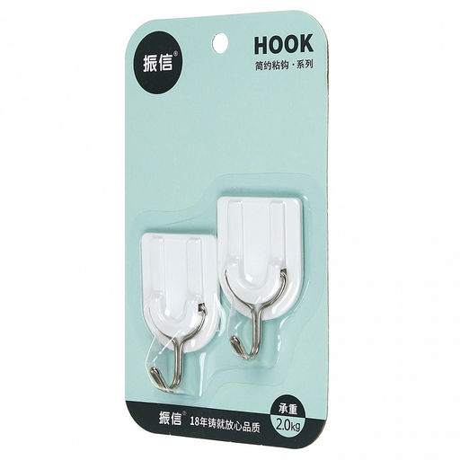 Крючок на липучке "Арка" металлический с пластмассовым основанием, 2 штуки 4х6,5х2,1см, в блистере (Китай)