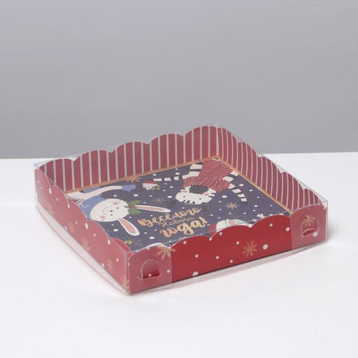 Цена за 5 шт. Коробка для кондитерских изделий с PVC крышкой «Друзья», 15 х 15 х 3 см