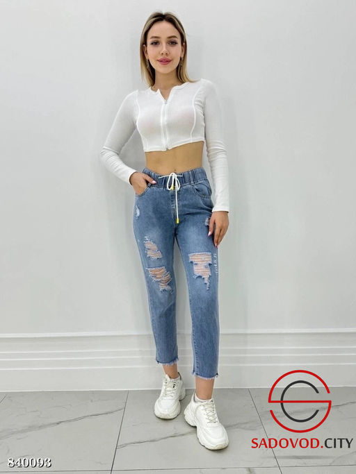 Джинсы на резинке с высокой посадкой - Bruno фото 3