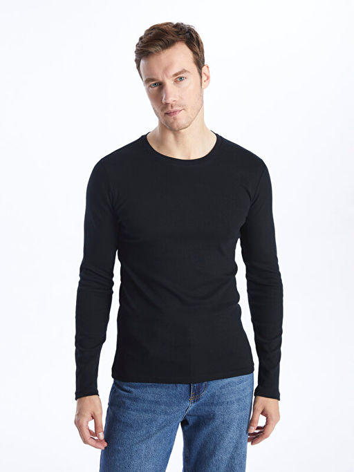 Bisiklet Yaka Uzun Kollu Erkek Ti??rt