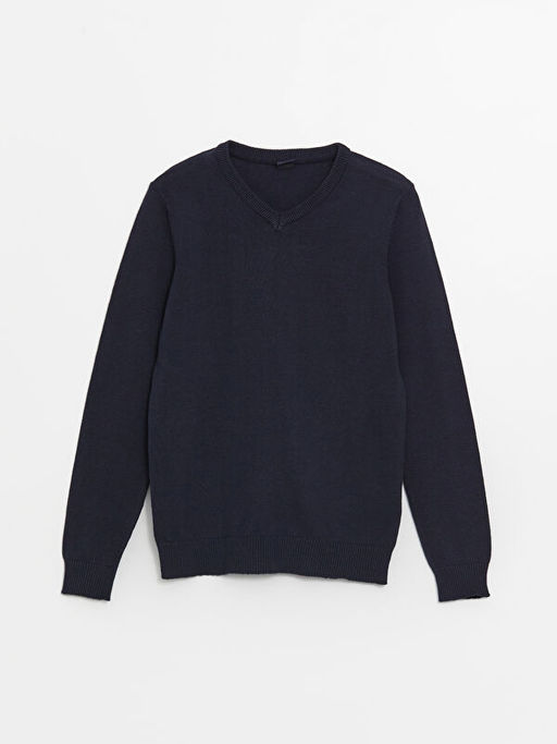 V Yaka Basic Uzun Kollu Erkek ?ocuk Triko Kazak