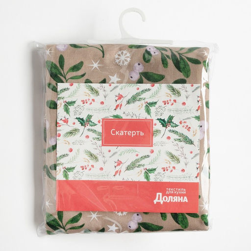 Скатерть новогодняя Доляна Frosty berries 149×220+/- 3 см, 100% хлопок, рогожка 164 г/м²