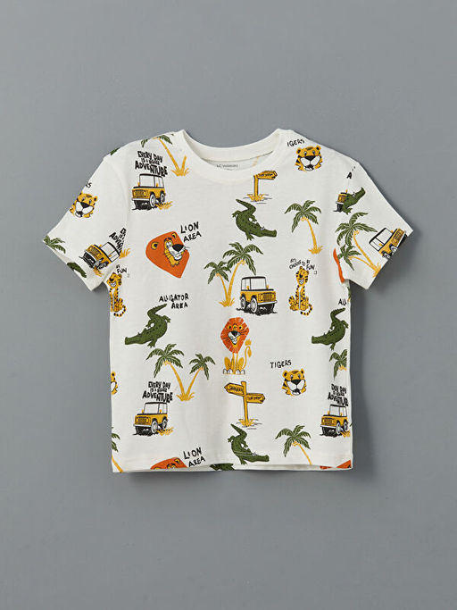 Bisiklet Yaka Bask?l? Erkek ?ocuk Ti??rt ve ?ort 2li