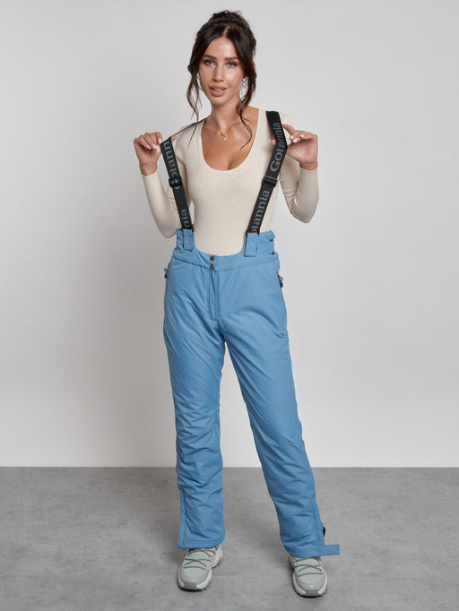 Полукомбинезон утепленный женский зимний горнолыжный голубого цвета 7601Gl - Colannia фото 12