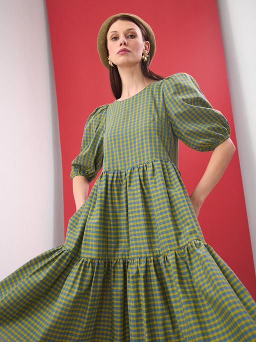 Платье с рукавами-буфами OD-789-4