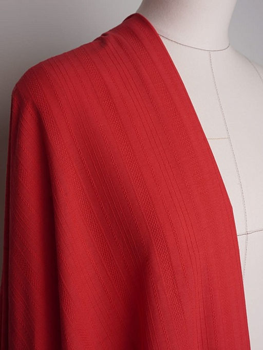 Фактурный хлопок Рельефные полоски цв.красный, ш.1.4м, хлопок-100%, 115гр/м.кв - Купава фото 2