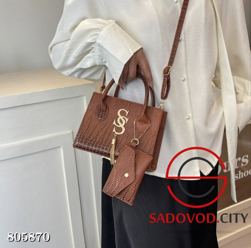 Крокодиловая сумка через плечо с цепочкой и кисточкой - Bruno фото 10