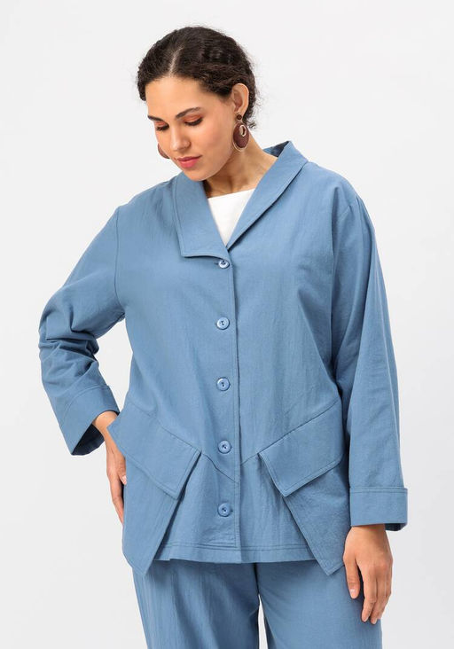 Пиджак оригинального кроя синий