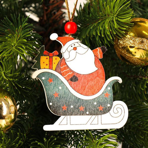 Цена за 2 шт. Елочная игрушка Дед Мороз в санках - Лесная мастерская фото 2