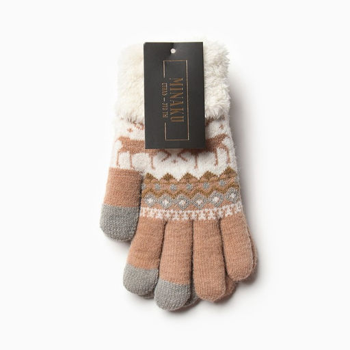 Перчатки женские на иск.меху MINAKU 22 см бежевый  фото 4