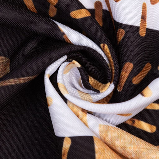 Комплект штор для кухни с подхватами «Этель. Золотой город, 2 шт., белые, чёрные, 145×180 см