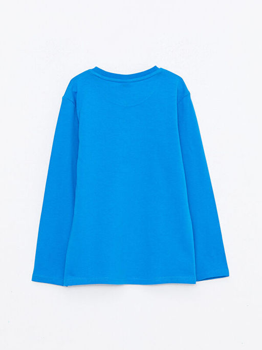 Bisiklet Yaka Bask?l? Uzun Kollu Erkek ?ocuk Ti??rt - Waikiki фото 2