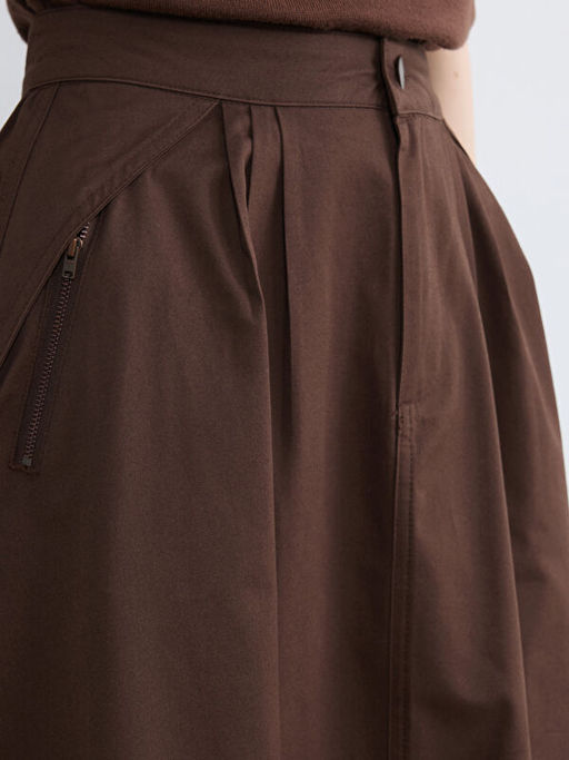 Y?ksek Bel B?zg?l? Poplin Klo? Etek