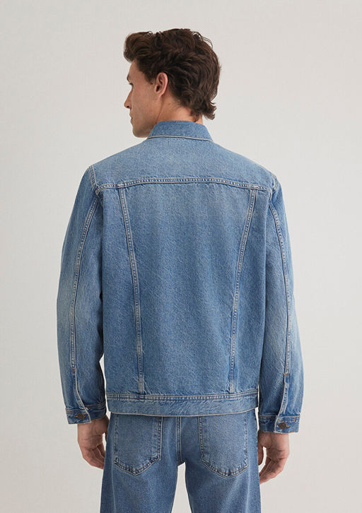 Drake Classic Denim Puslu Indigo Mavi Jean Ceket  фото 6