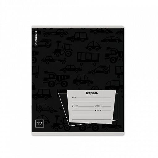 Цена за 10 шт. Тетрадь школьная ученическая ErichKrause Black Pattern, 12 листов, клетка, выборочный УФ-лак (в плёнке по 10 шт.)_MIX-PACK  фото 5