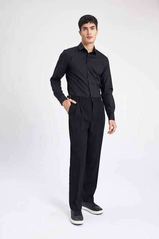 Рубашка Slim Fit с итальянским воротником и длинными рукавами без глажки - Defacto фото 2