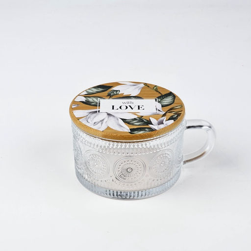 Кружка с крышкой стеклянная With love, 450 мл