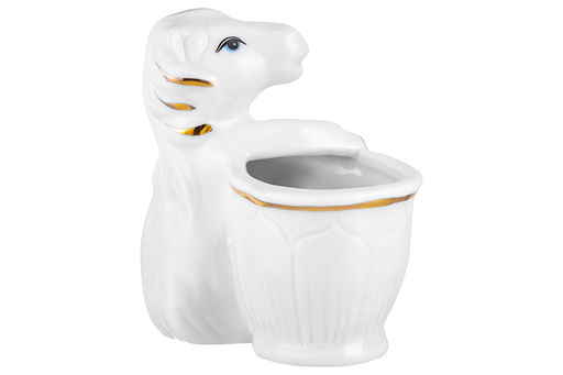 Вазочка для зубочисток 6,5*4*7 см Лошадь белая с золотом, фарфор - Elan gallery фото 4