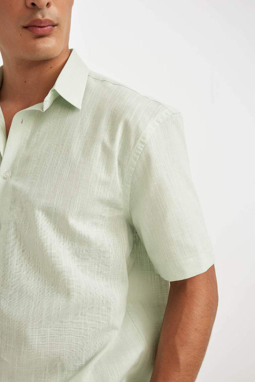 Хлопковая рубашка с короткими рукавами и воротником поло стандартного кроя - Defacto фото 5