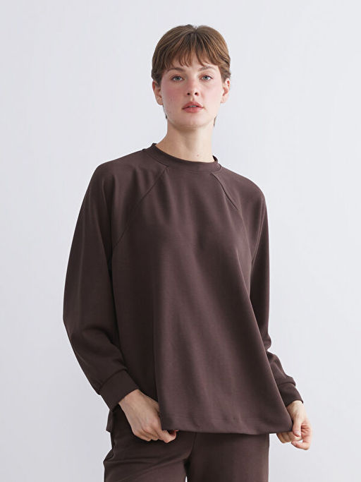 Oversize Modal Kar???ml? Kad?n Sweatshirt