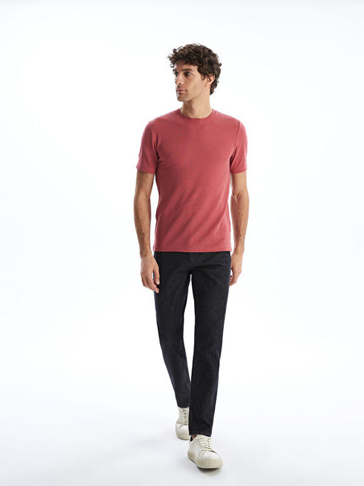 Bisiklet Yaka K?sa Kollu Erkek Dokulu Ti??rt