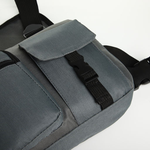 Сумка нагрудная на молнии, 2 наружных кармана, 21×3.5×16 см, серая