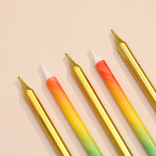 Свечи для торта Радуга, 12 шт., золото и разноцветный - Страна карнавалия фото 3