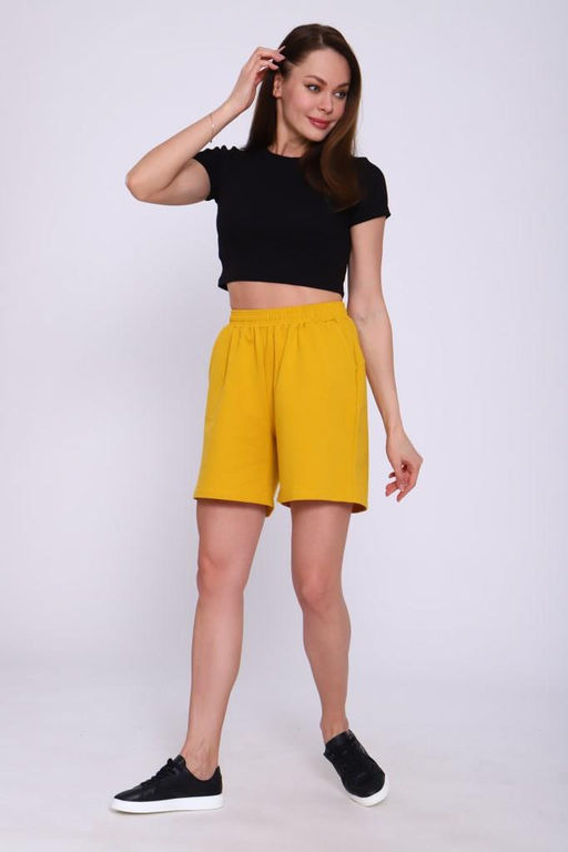 Шорты женские трикотажные мод. 2006 Тр. Цвет: горчичный - Стильб фото 2