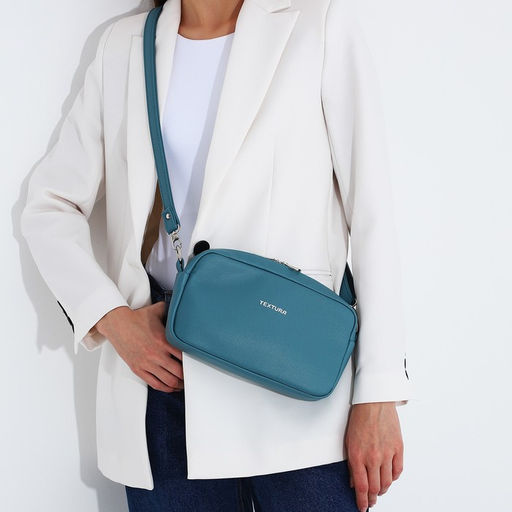 Сумка женская через плечо TEXTURA, маленький размер, цвет голубой  фото 9