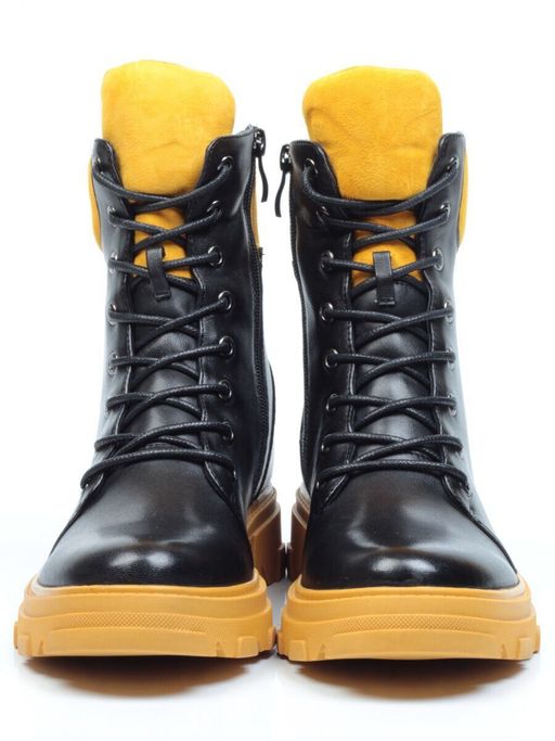 01-B2014B-500A-2 BLACK Ботинки демисезонные женские (натуральная кожа, натуральная замша, байка) - Фабричный китай фото 8