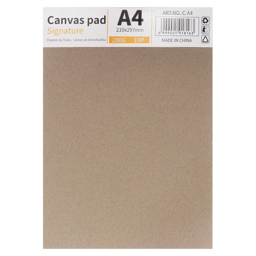 Альбом для рисования холсты грунтованные, А4, 10 листов, плотность 280 г/м², для акрила и масла